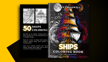 Ship Coloring Book For Adults and Teens Covers