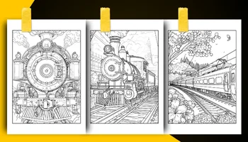 Train Coloring Book For Adults and Teens Coloring Sheets Examples