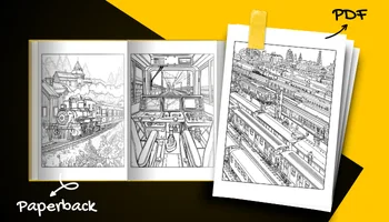 Train Coloring Book For Adults and Teens PDF and Paperback