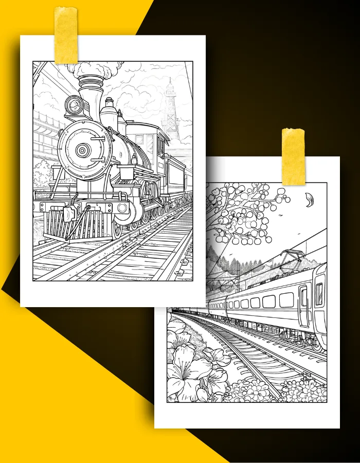 Train Coloring Book Pages Examples 1