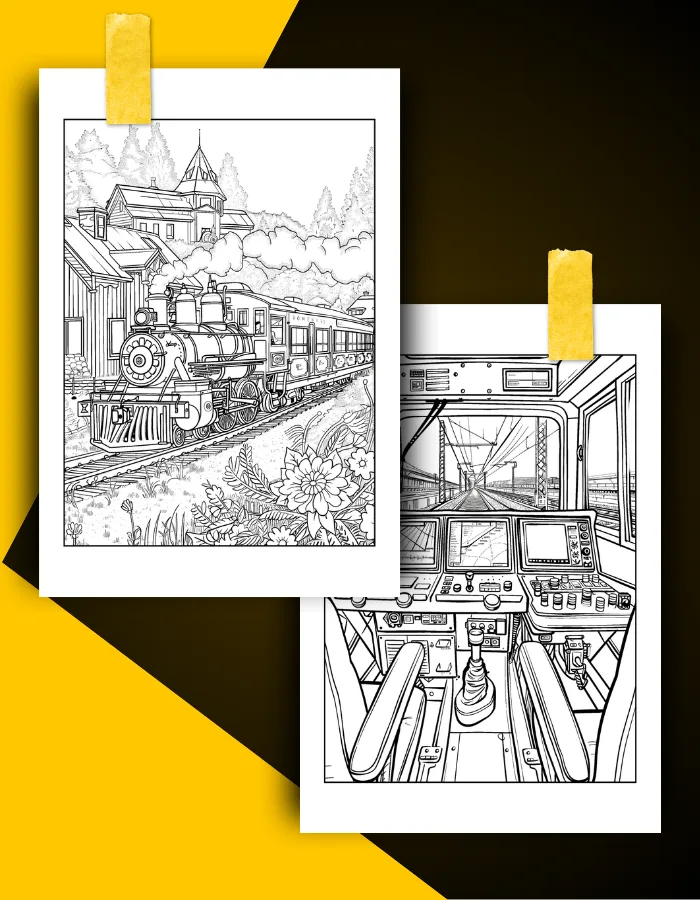 Train Coloring Book Pages Examples