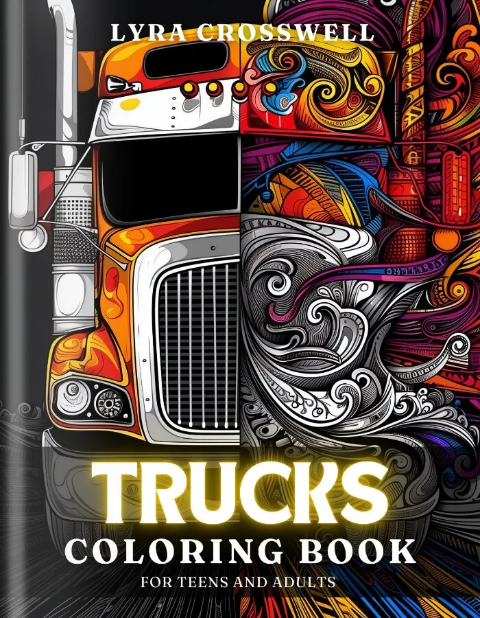 Truck Coloring Book For Adults and Teens - Cover 1