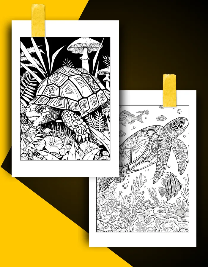 Turtle Coloring Book Pages Examples 1