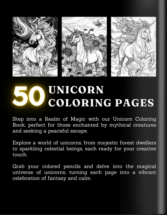 Unicorn Coloring Book For Adults and Teens Cover