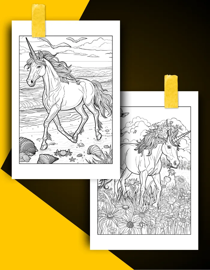 Unicorn Coloring Book Pages Examples 1