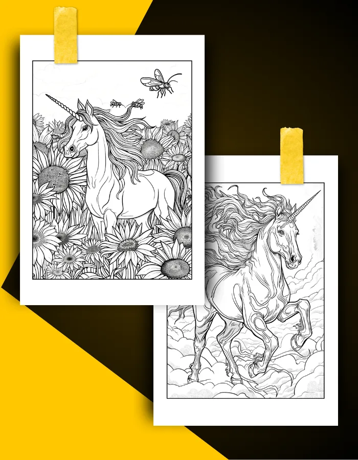Unicorn Coloring Book Pages Examples 2