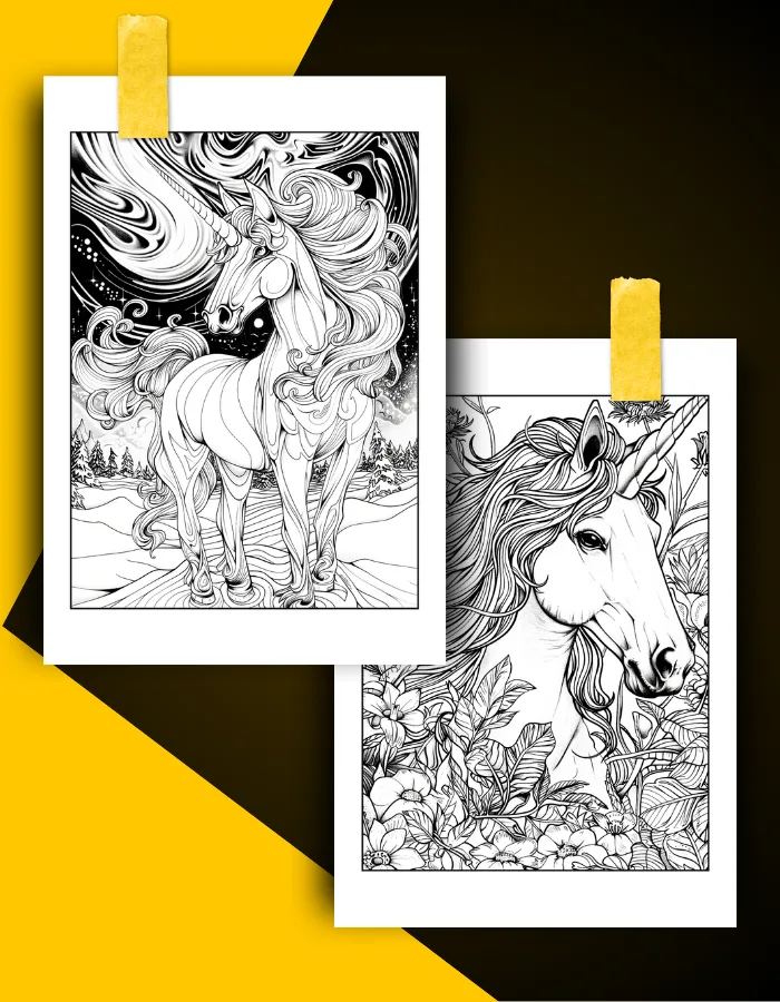 Unicorn Coloring Book Pages Examples