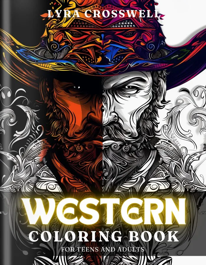 Western Coloring Book For Adults and Teens - Cover 1