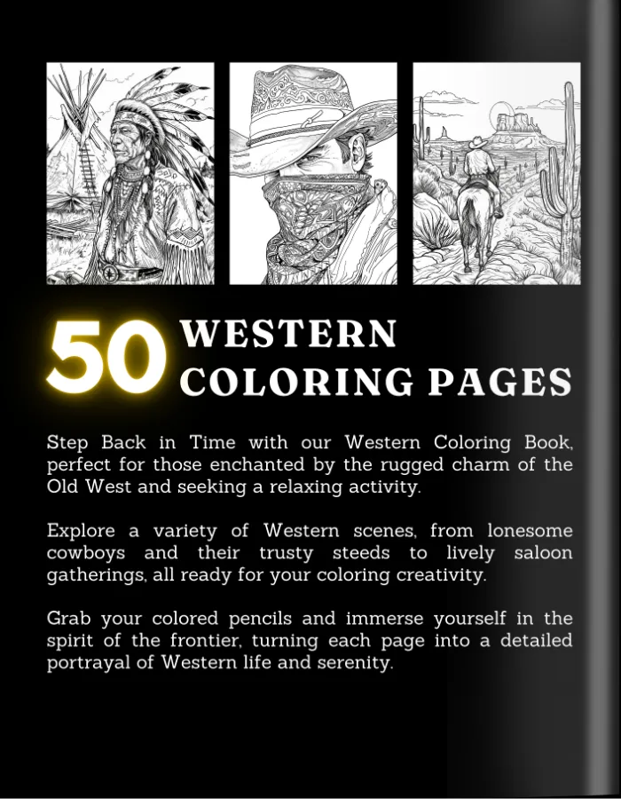 Western Coloring Book For Adults and Teens Cover