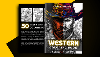 Western Coloring Book For Adults and Teens Covers