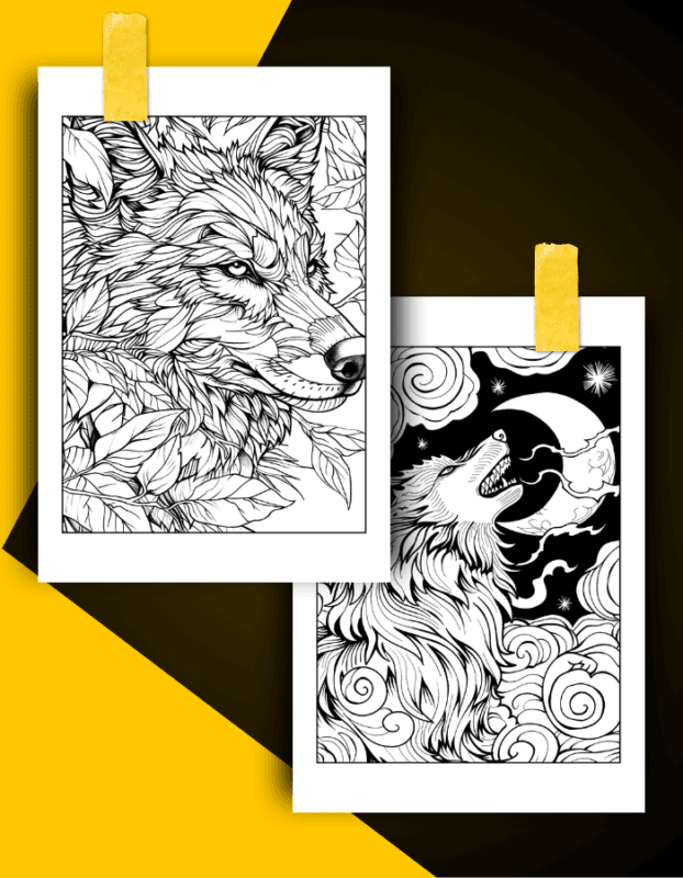Wolf Coloring Book Pages Examples