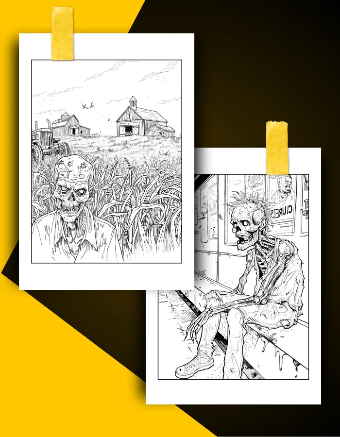 Zombie Coloring Book Pages Examples 1