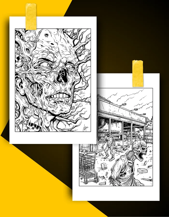 Zombie Coloring Book Pages Examples