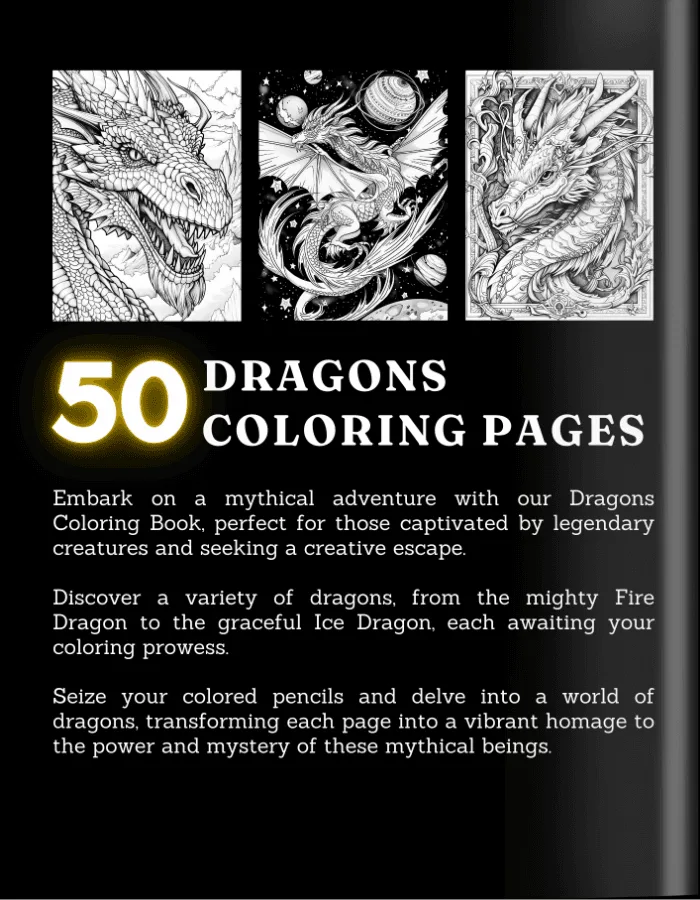 dragon Coloring Book For Adults and Teens Cover 2